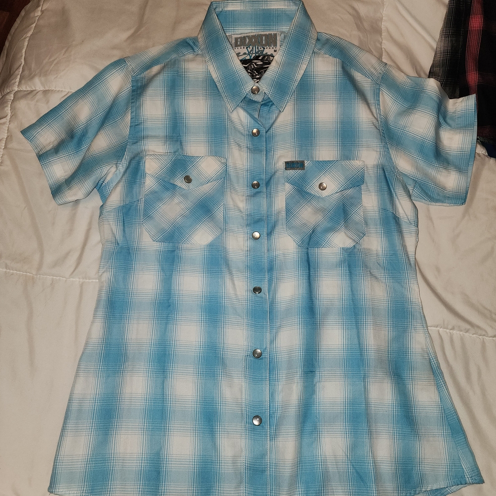 DIXXON Blue and White Plaid Button Down Shirt